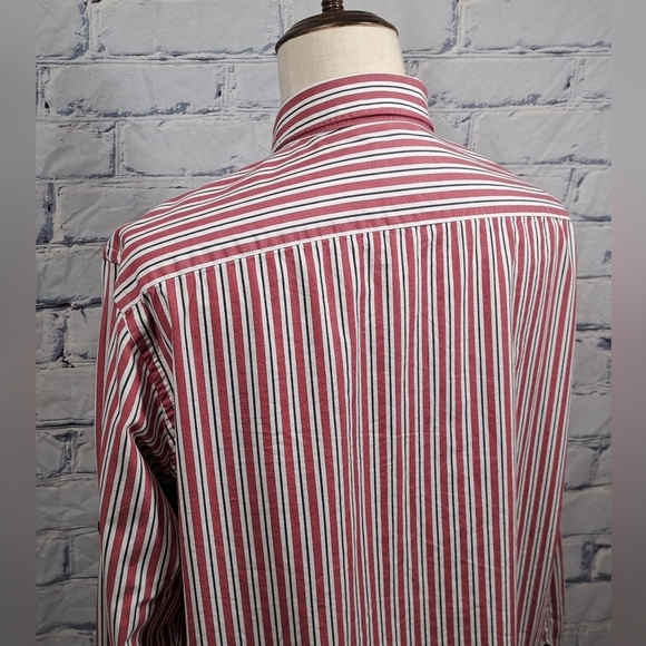 R.M. Williams Men's Button Down Striped Classic Fit Roll Tab Sleeves Logo Medium - Picture 8 of 12